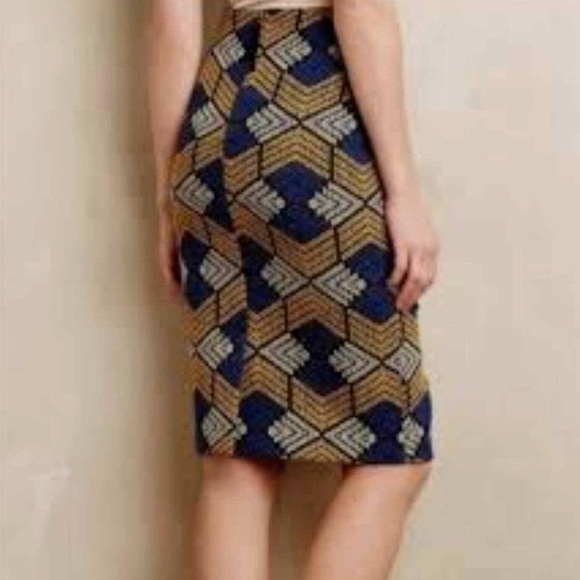 Maeve Kanara Anthropologie Knit Skirt Geometric Print Size 0P - Picture 2 of 7